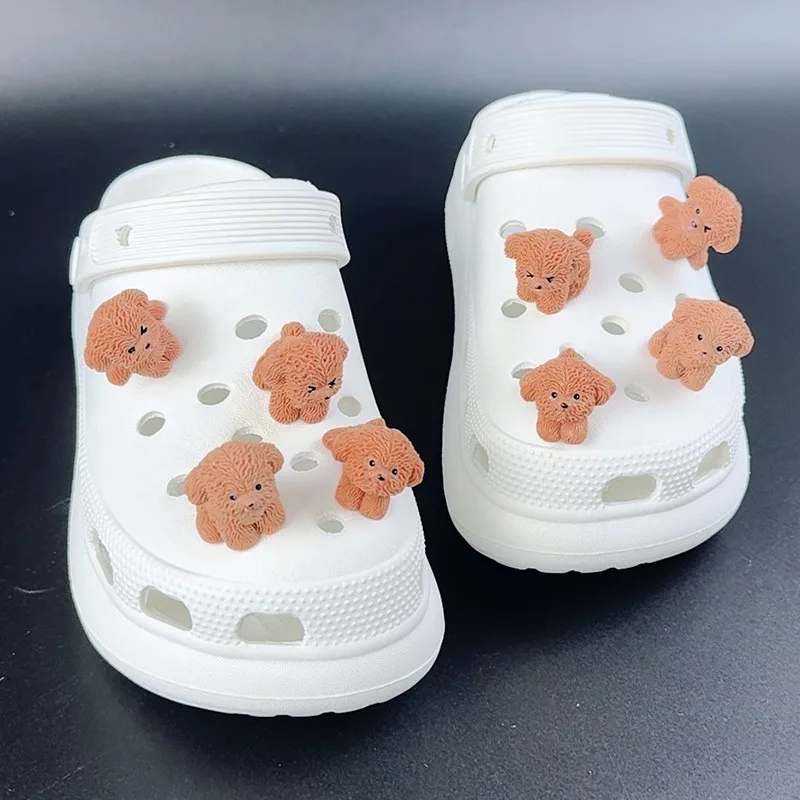 1/8 قطعة الأحذية الموضة السحر مجموعة اكسسوارات ثقب مشبك حذاء لطيف تيدي الكلب لتقوم بها بنفسك ثلاثية الأبعاد الأحذية زينة ل حقيبة بوج الاطفال هدية #5