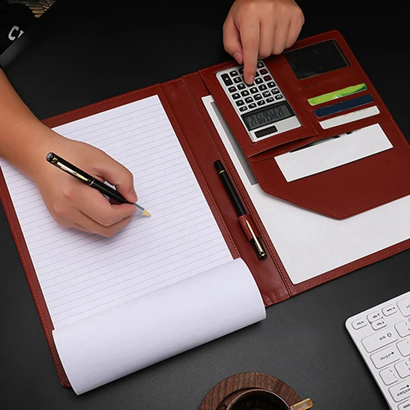 A4 PU Padfolio 파일 폴더, 포트폴리오 비즈니스 문서 거치대, 금속 클립보드 패드, 문서 정리함 거치대, 쉬운 설치, C