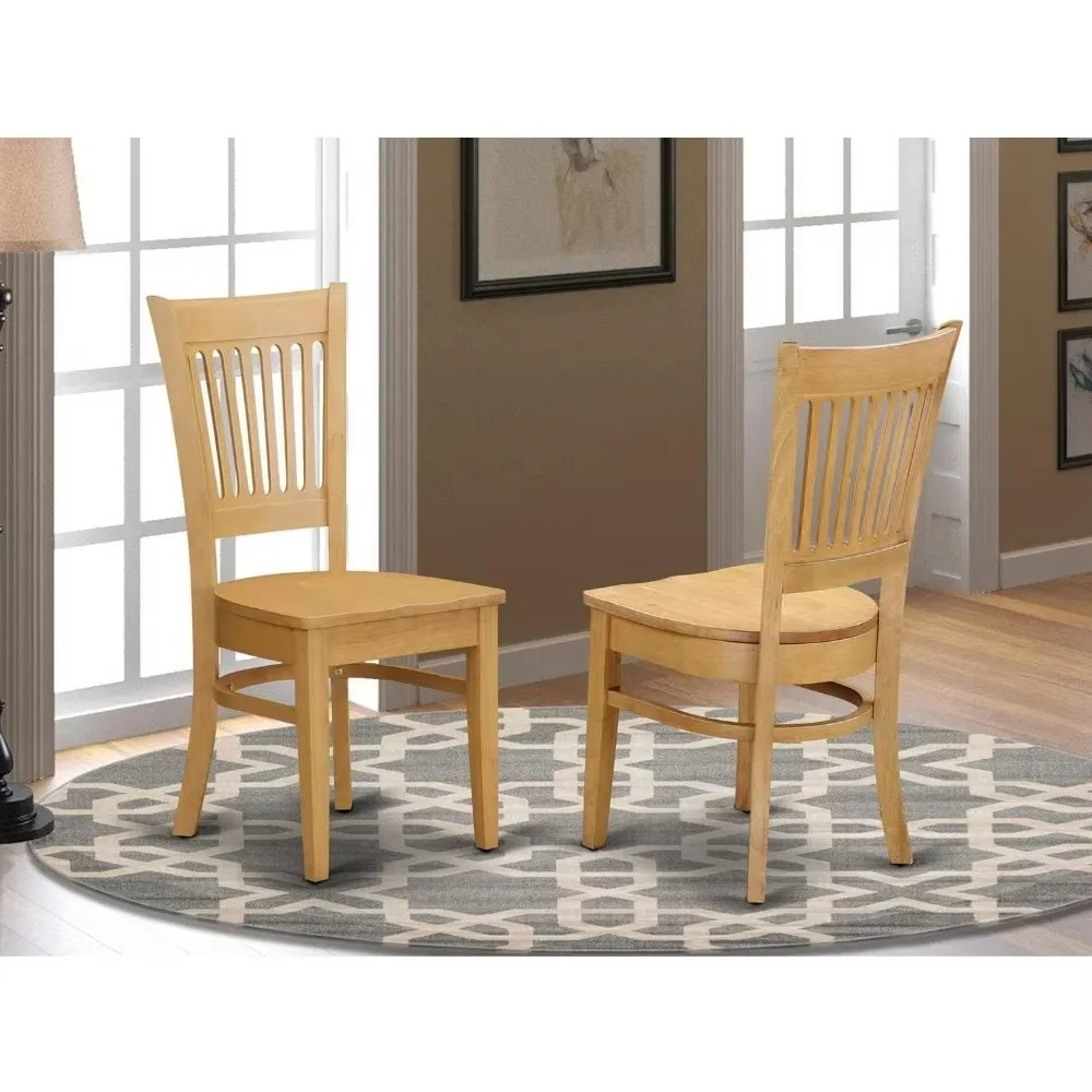 

VAC-OAK-W Vancouver Kitchen Dining Chair - Slatted Back Wooden Chair, Set of 2，19.9"D x 17.3"W x 37"H