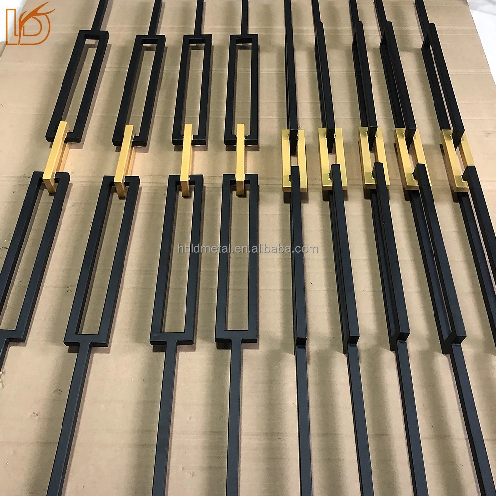 Panel Persegi Panjang Ganda Tipis untuk Interior yang Dapat Disesuaikan dengan Tangga Besi Tempa Rantai Emas dan Tiang Tangga Logam