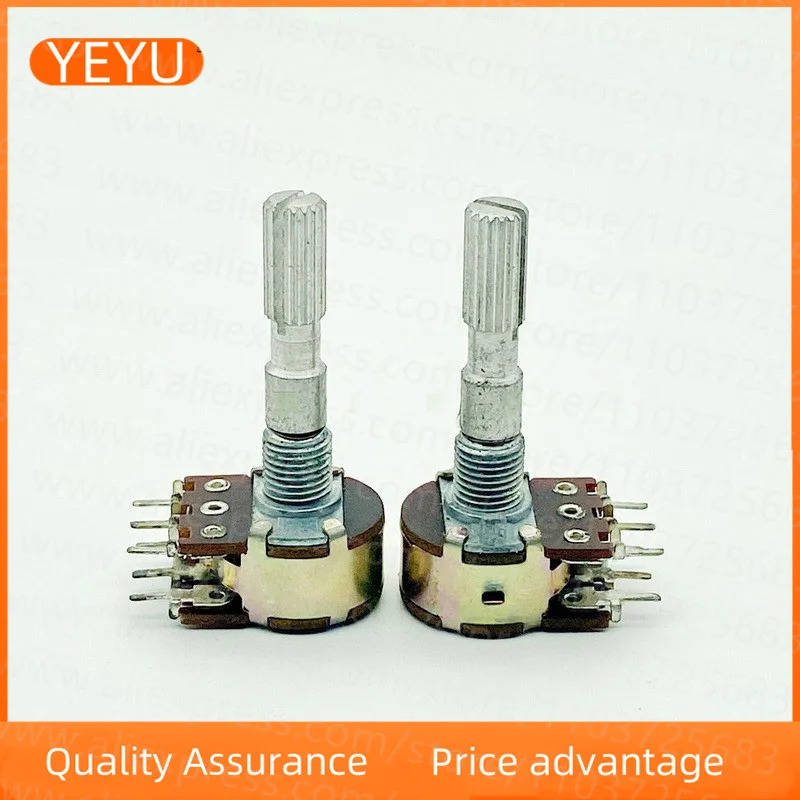 2PCS WTH148 16 Type B50K 6-pin Dual Speaker Power Amplifier Sound Volume Potentiometer 30mm Axis Length B503