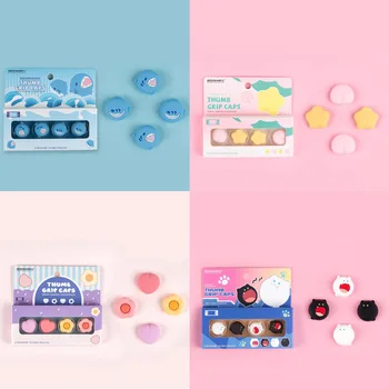 Süper Sevimli Silikon Yumuşak Joycon Thumb Çubuk Kavrama Kapağı Joystick Kapağı Anahtarı Oled NS Lite Joy-con Denetleyici Thumbstick Kılıfı
