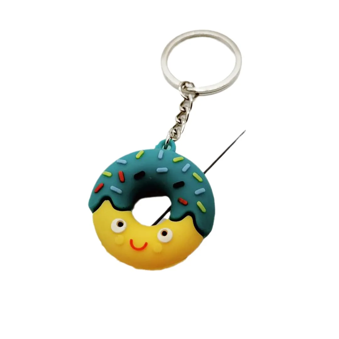 New Cute Donut KeyChain Simulated Food Key Chain Car Dessert Bag Pendant PVC Soft Gum Donut Gift Jewelry K6068