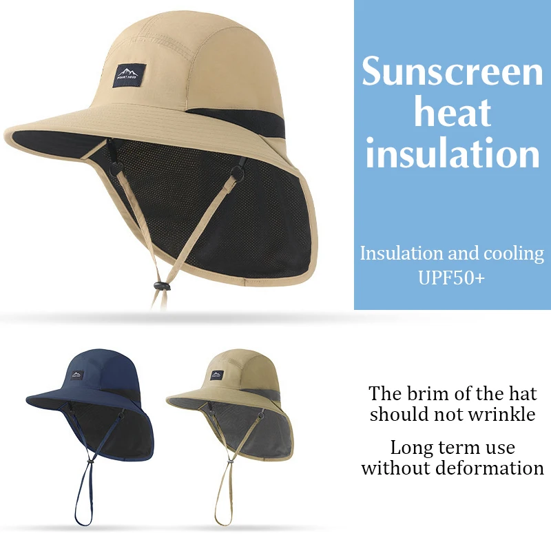 Wide Brim Fisherman Hat New Sunscreen Cap Quick-Drying Hiking Hats Sun-Shade Bucket Hat Fishing Caps