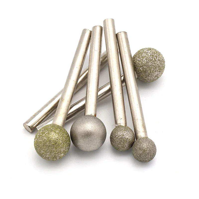 Testa a sfera diamantata elettrolitica di tipo sferoidale da 6 ~ 50mm punta per incisione per lucidatura con gambo da 6/8mm per utensili rotanti Dremel