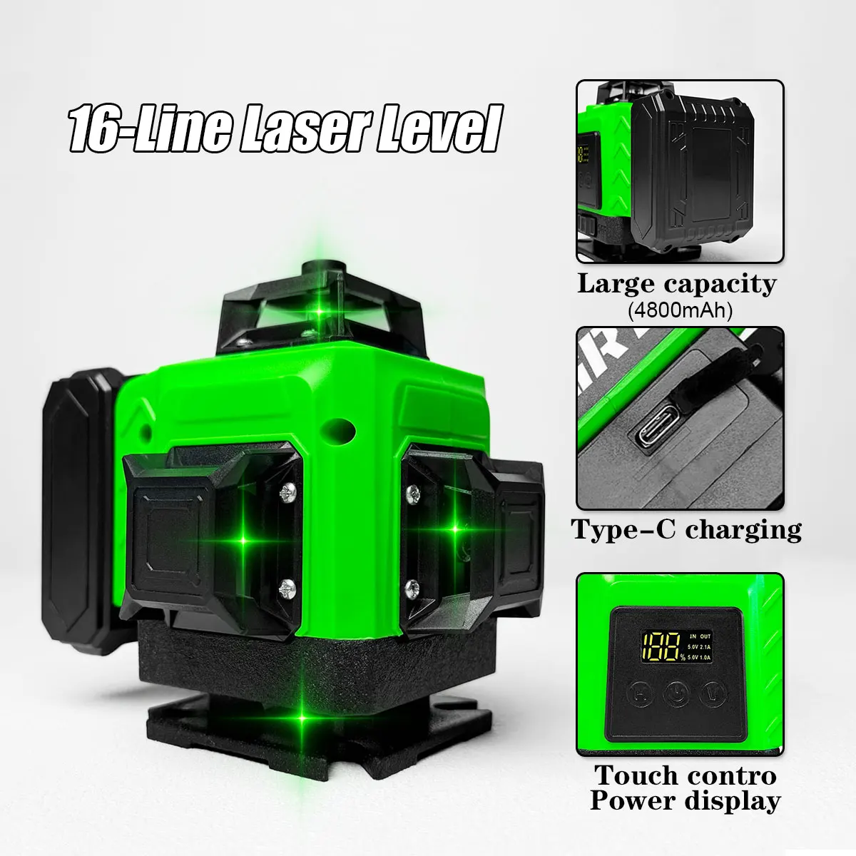 

4D Laser Level 16 Lines Horizontal And Vertical With Remote Control 4800mAh Large Capacity Lithium Battery Laser Levels