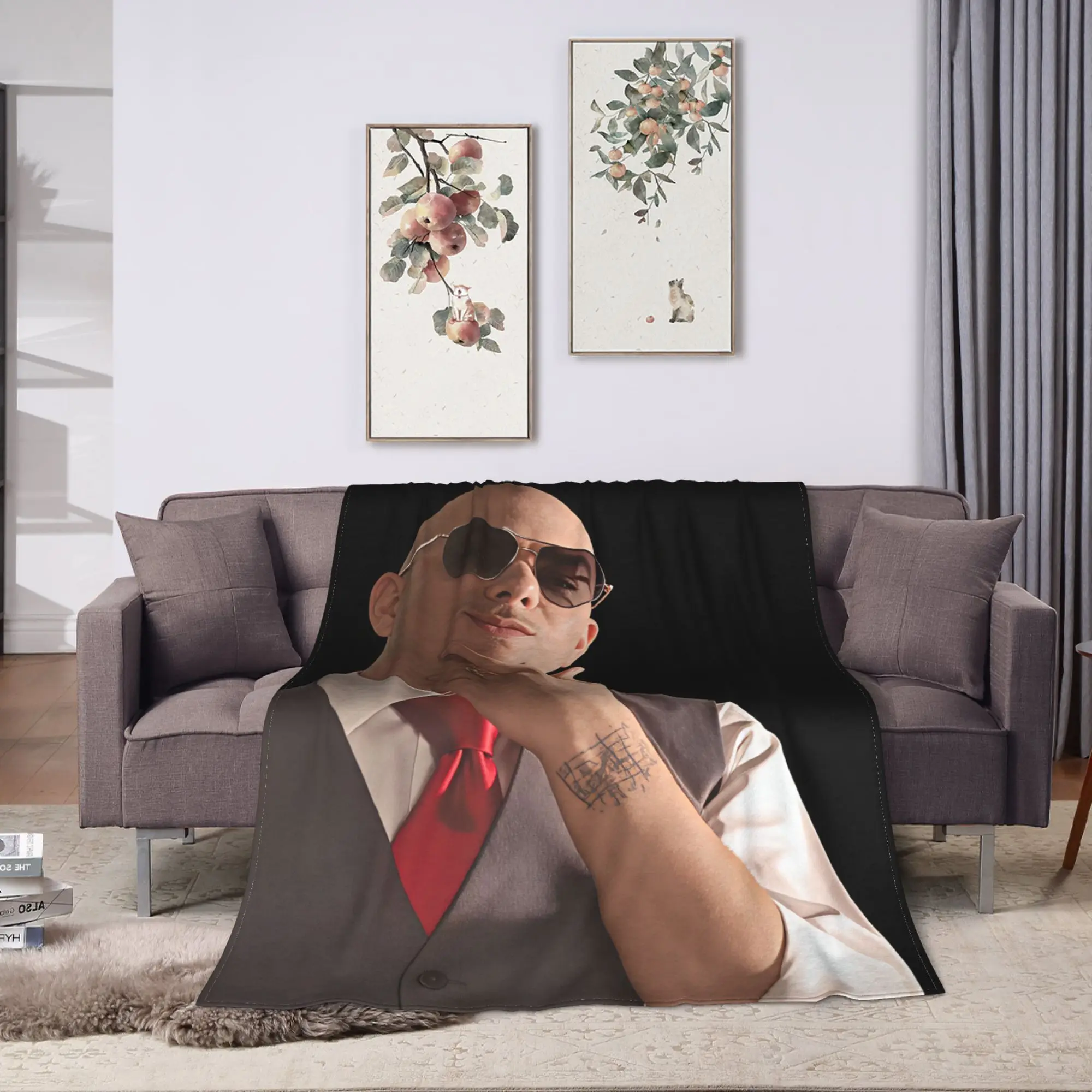 Pitbull Mr Worldwide Tour Soft Warm Blankets  Students Plush Bedding Throws Funny Home Decor Flannel Bedspread Sofa Bed Cover
