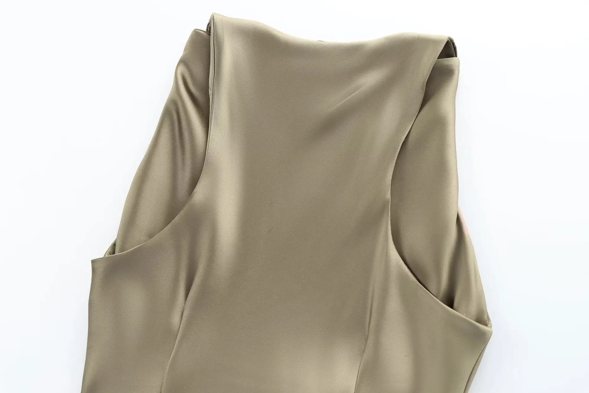 Vestido Midi de Seda Satinada Faionável JNLEAOG, Roupas Fenas, Design Versátil, Novo Estilo de Outono, Vestido Tubo Sim...