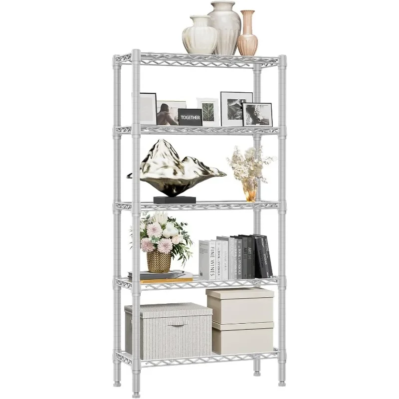

1250 Lbs 5 Tier Shelf Metal Storage Shelves Wire Rack Closet Organizers for Garage Kitchen Bathroom Laundry