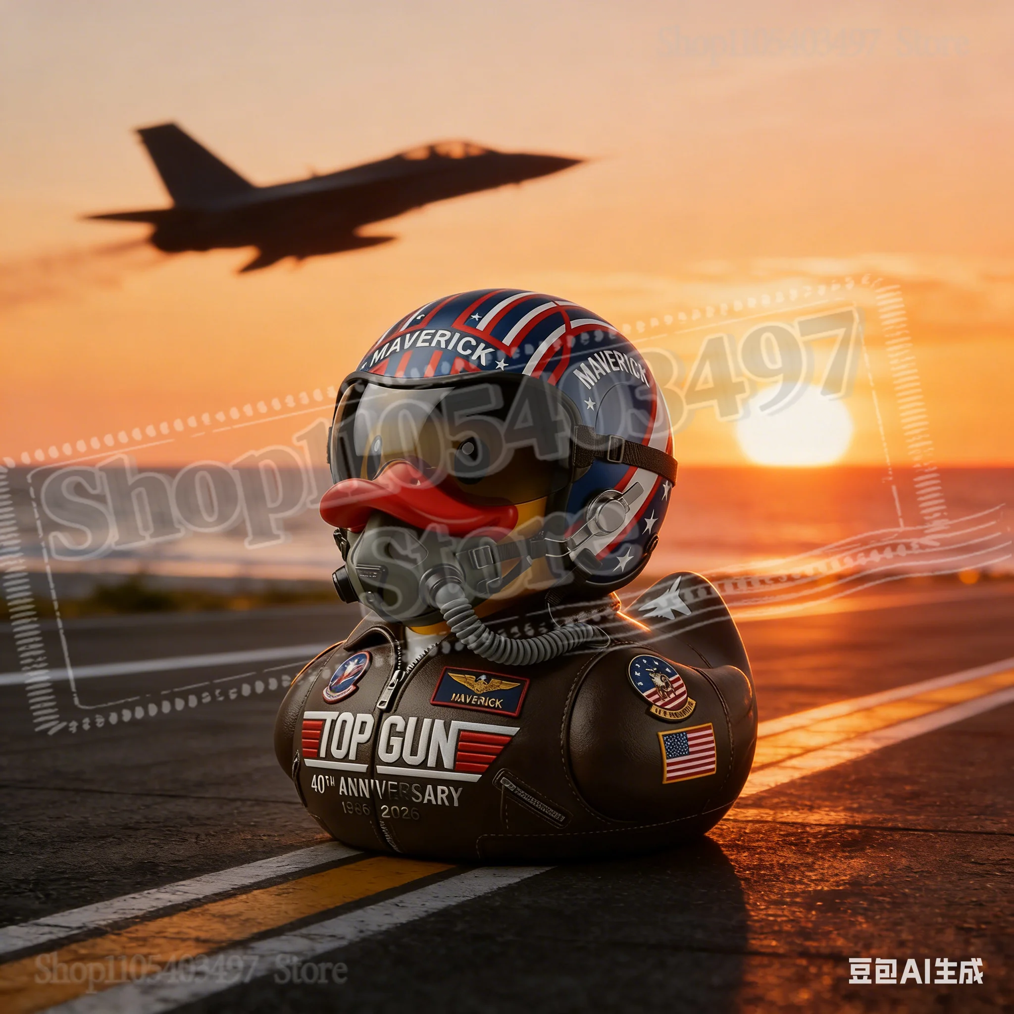 

2026 New Top Gun 40th Anniversary Pilot Duck Figure - Aviator Military Style Collectible Toy for Fans