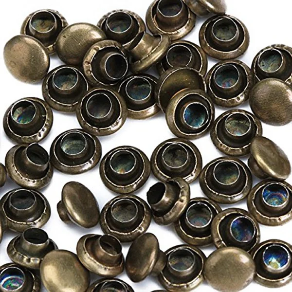 

100Sets Brass Round Rivets 6mm Copper Iron for Riveting Decorating Tightening Shoes Boots Bags Craft