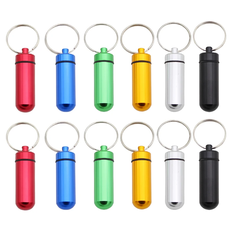 3/6PCS Portable Medicine Bottle Case Random Color Aluminum Alloy Waterproof Mini Tablet Storaging Sorting Container Supplies ZYF