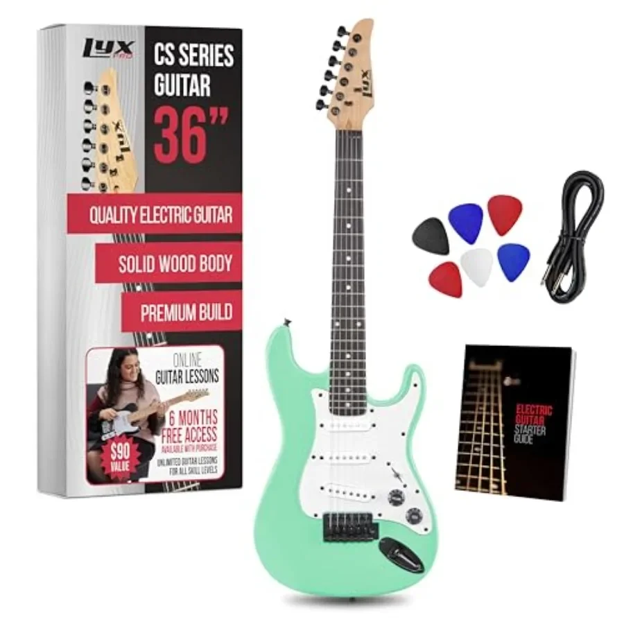 CS 30 Electric Guitar Kit for Beginner, Intermediate Pro Players: Solid Wood Body, Green, Volume/Tone Controls 5-Way Pickup wit