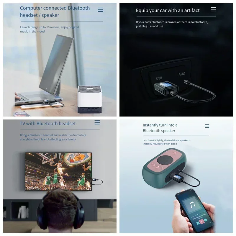 USB Bluetooth Receiver Transmitter Audio Bluetooth 5.0 Adapter 3.5MM AUX For Car PC TV HD HiFi Receptor Wireless Adapter