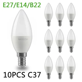 LED 전구 에너지 절약 램프, E27, E14, B22, 220V, 3W, 5W, 6W, 7W, 홈 데코 샹들리에 조명, 10 개