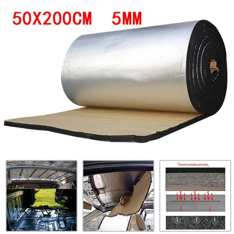 50x200cm 5/10mm Auto Sound Deadener Mat Noise Bonnet Insulation Deadening Proofing for Hood Closed Cell Engine Sticker