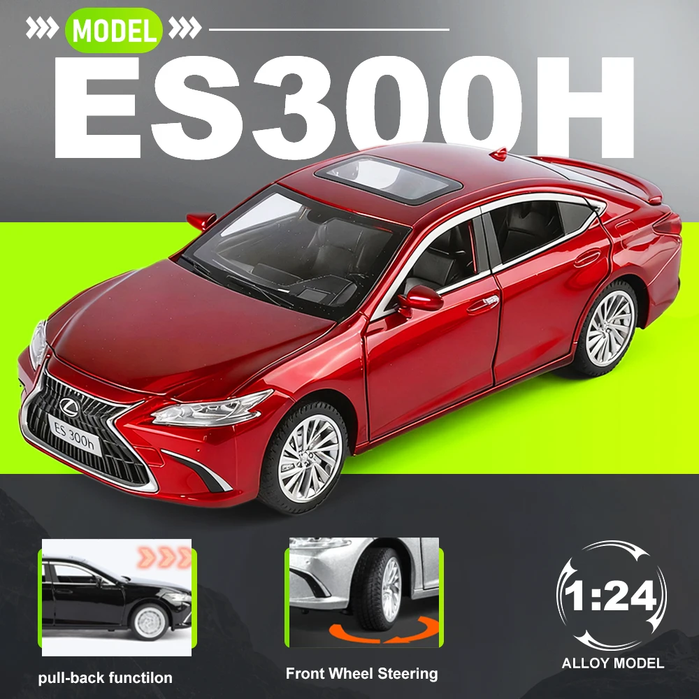 

1:24 Scale ES 300h 530Li Cars Toys Models Alloy Diecast Doors Opened Miniature Car Wheel Pull Back Vehicles Collect Souvenirs