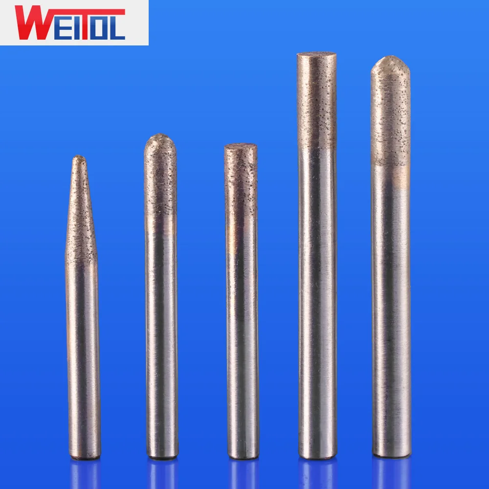 Weitol 1 pcs 6mm/8/10/12mm shank Sintered Stone Router Bit Ball Nose Flat Head Diamond CNC Carving Tools For Granite Marble