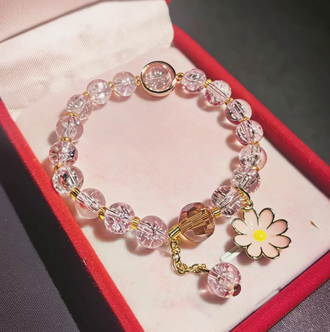 

Bohemian Crystal Beaded Bracelets with Flower and Leaf Elastic Handmade Stackable Jewelry for Women Ideal Gift for Girls Fashion