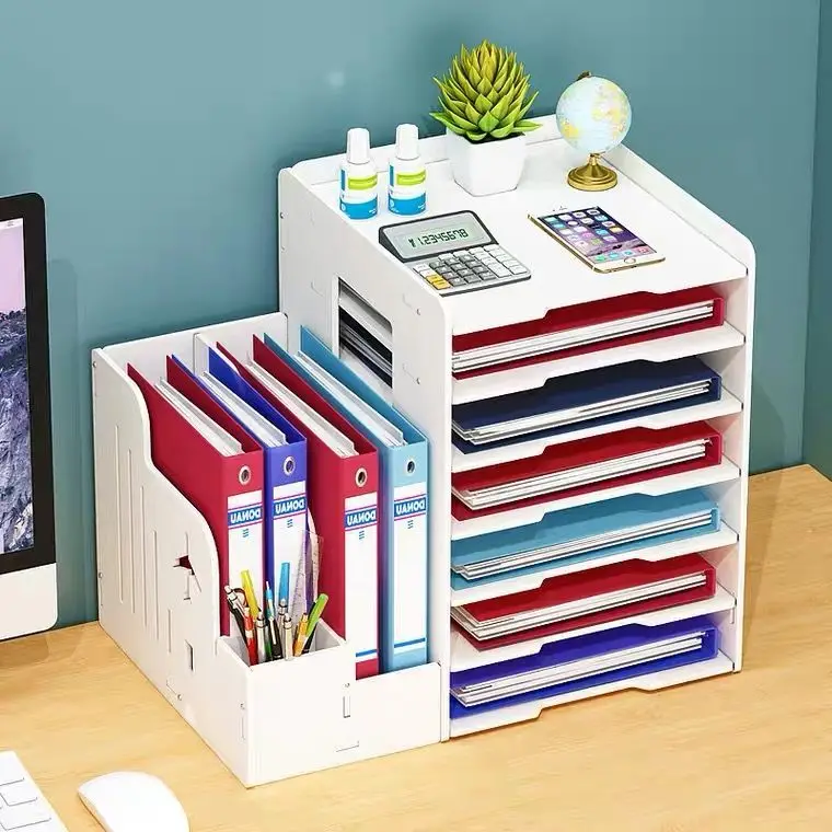 File Shelves Multi-layered Shelf Desktop Document Storage Rack A4 Data Shelf Folder Storage