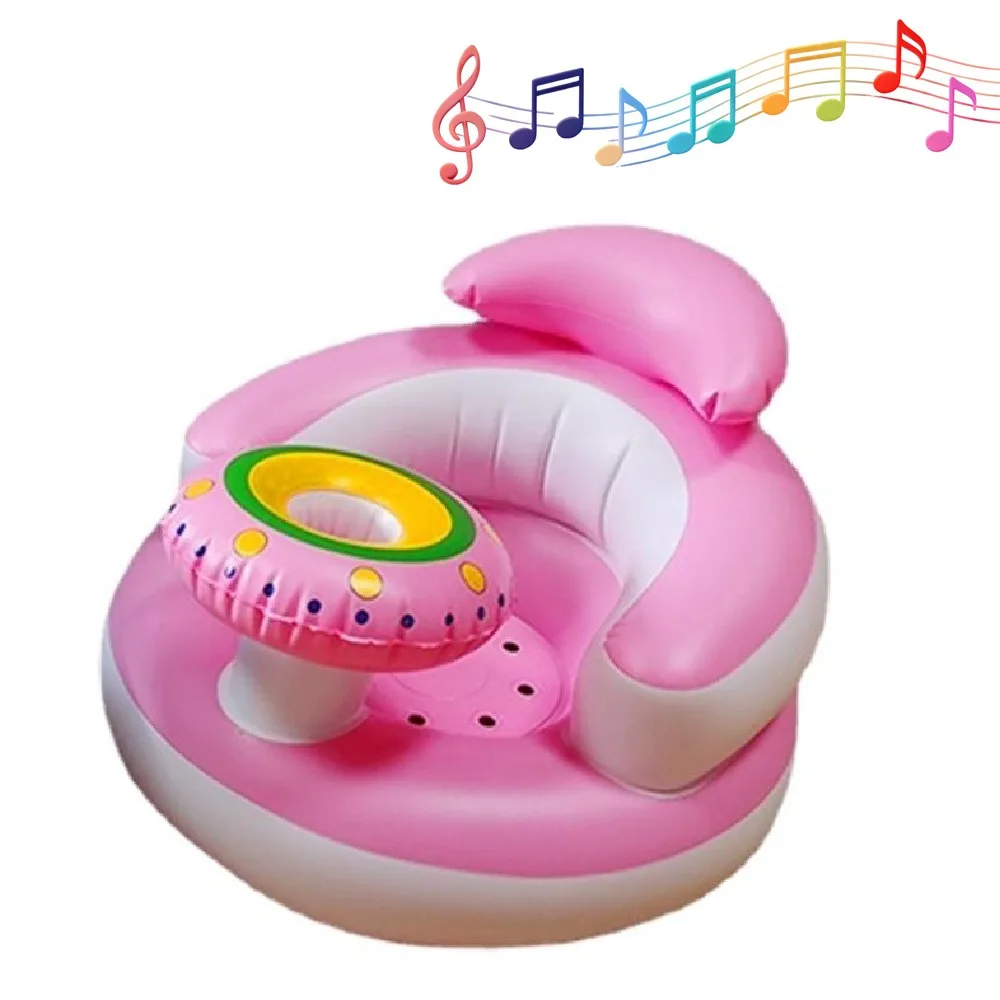 Cartoon Inflatable Baby Sofa Self-Inflatable Music Feature Toddler Practice Sitting Stool Waterproof Space-saving