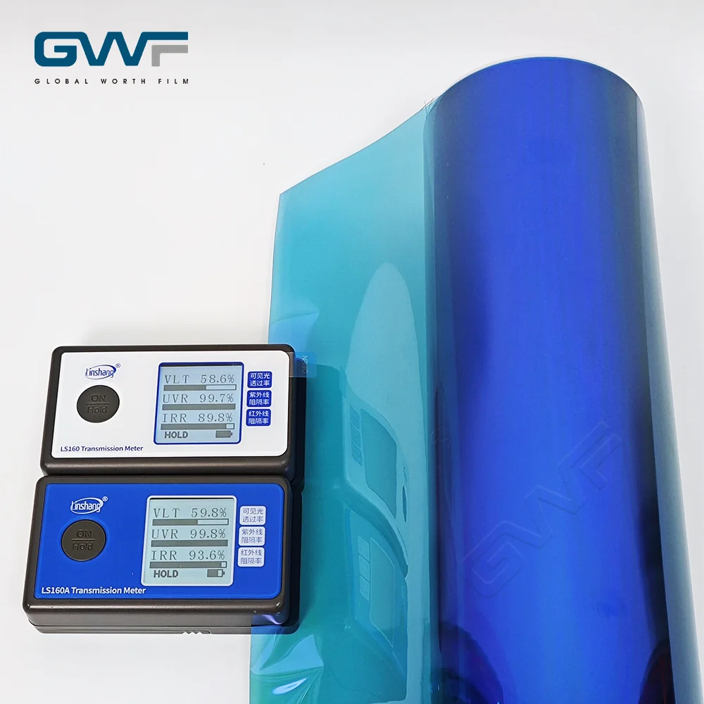 

64% VLT Blue Chameleon Windshield Film Self Adhesive Color Changing Solar Film 99% UV IR Block Heat Insulation Car Window Tint