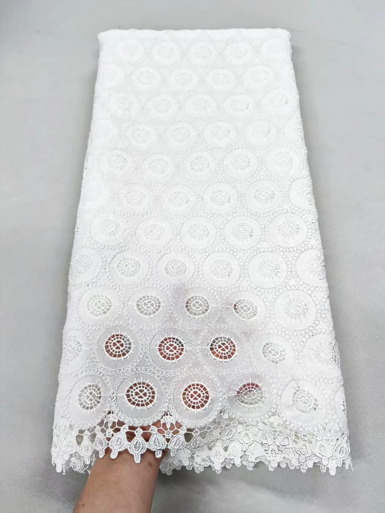 2025 High-Quality Africa Nigerian Sequins Cotton Embroidery Lace Fabric Tulle  for Wedding Party Dress Chiffon XL072 5 Yards