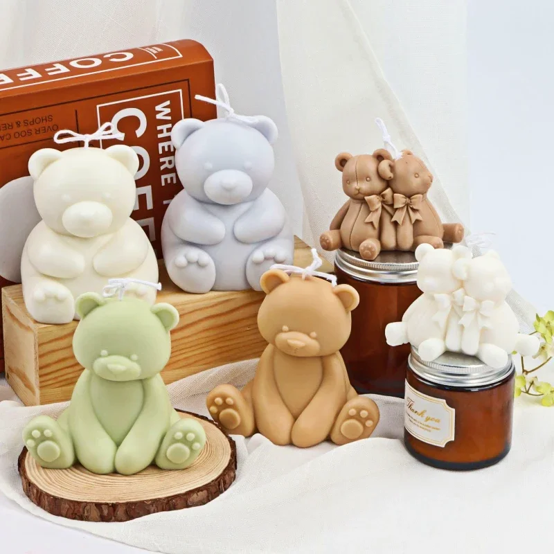 

3D Cartoon Bear Silicone Candle Mold DIY Teddy Animal Candle Making Supplies Soap Resin Chocolate Mold Gifts Craft Home Decor