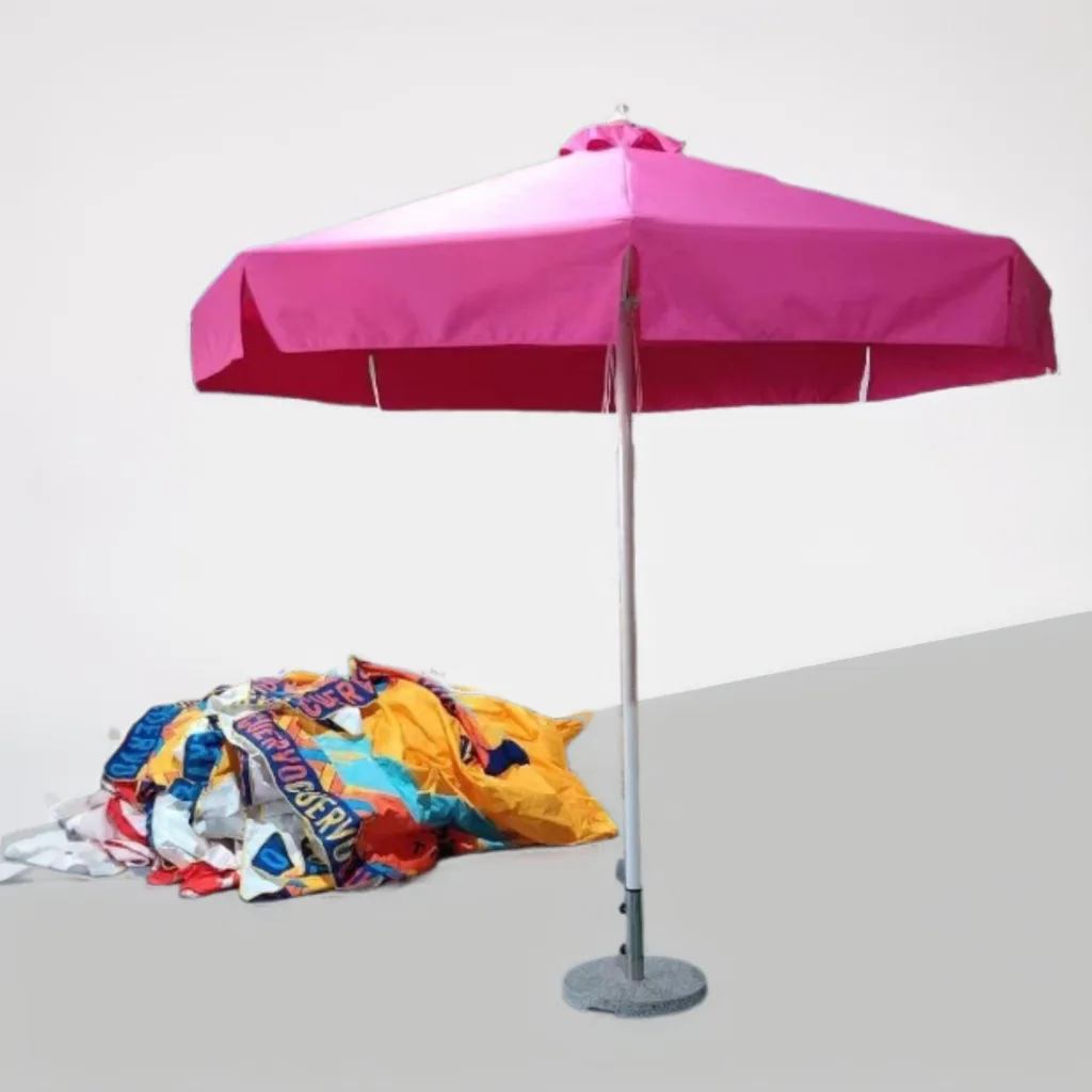 High quality aluminum middle column pull rope pulley open and close parasol 48mm outdoor umbrella aluminum alloy rod wood