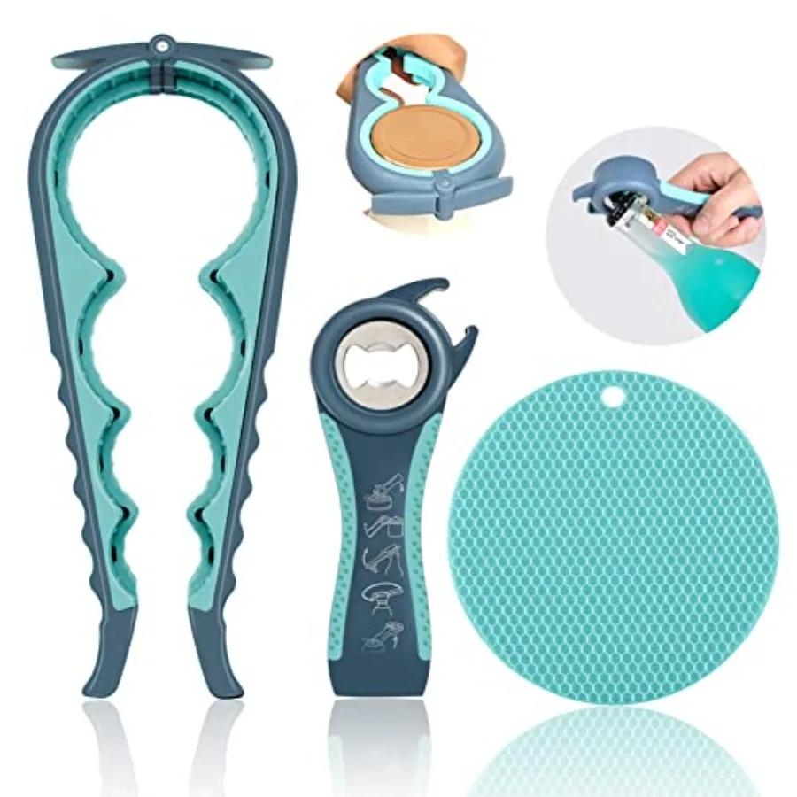 

Jar Opener for Weak Hands, Seniors with Arthritis, 5 in 1 Multi Function Bottle Opener Lid Opener For Arthritic Hands with Non