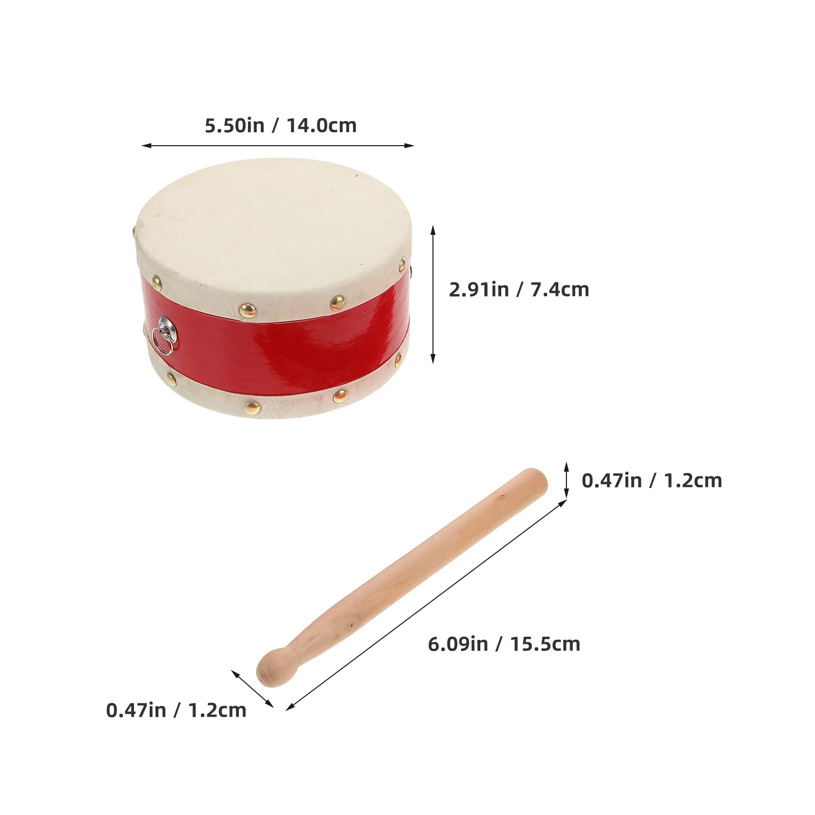 مجموعة طبلة من جلد الغنم طبلة كمين حمراء محمولة للمبتدئين أداة قرع تعليمية مع أفخاذ خشبية