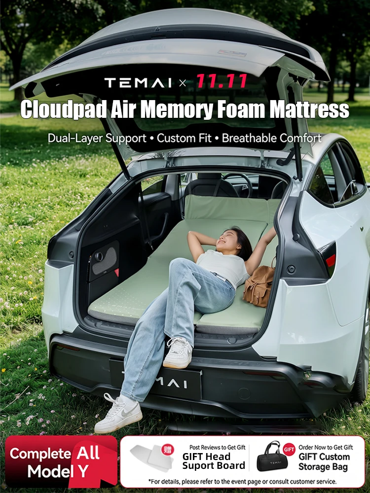 TEMAI Camping Mattress For Tesla Model Y Juniper 2021-2026 Memory Sponge Mattress Car Travel Bed Portable In Car Outdoor Camping