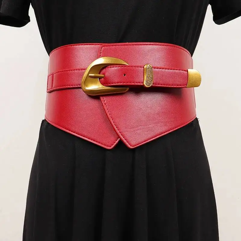 Pu Leather Irregular Black Vintage Wide Belt Personality Women New Fashion All-match Spring Autumn 2026 1D0NP