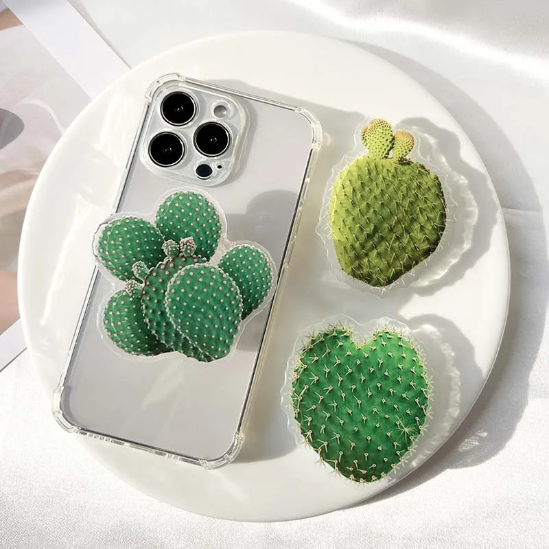 

Милый акриловый кронштейн с имитацией кактуса, держатель для телефона, складная подставка для ленивой подставки, складная ручка Tok для iPhone 16Pro Max