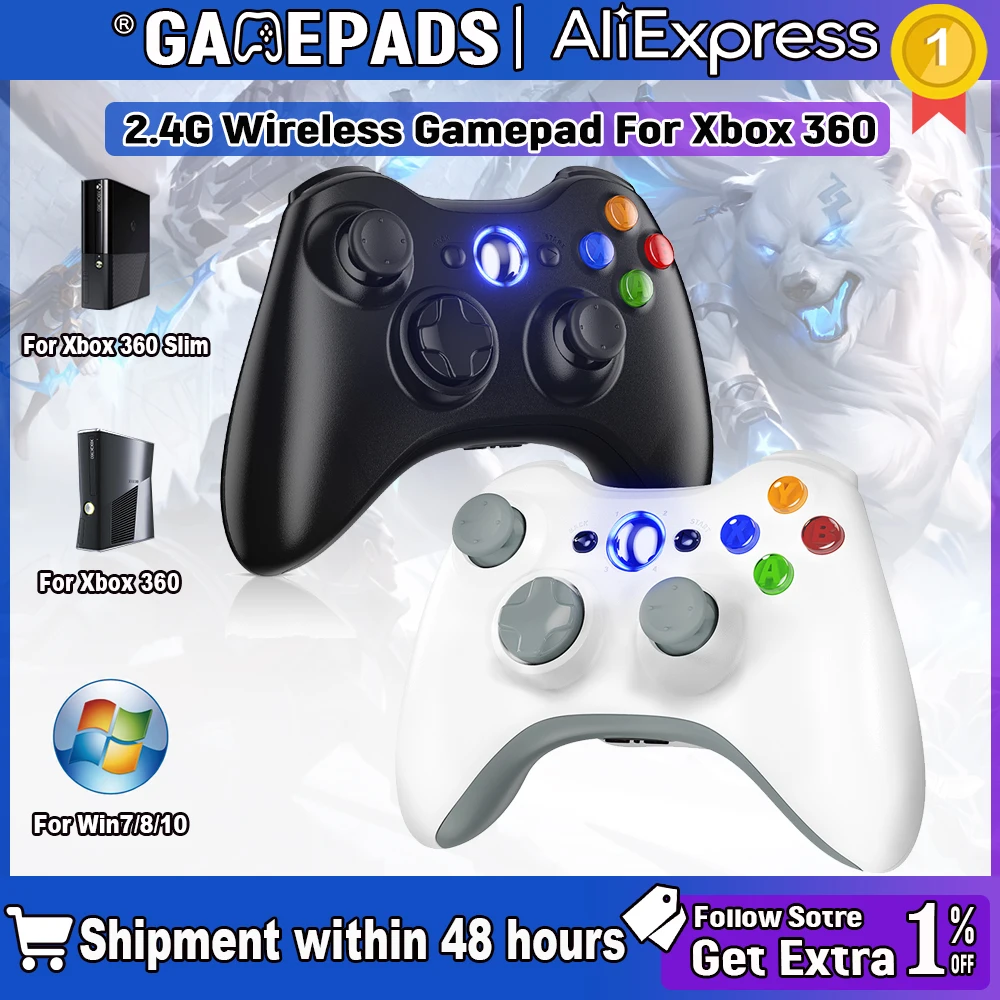 Gamepad Wireless Controller 2.4G For Xbox 360/Xbox 360 Slim/Pc/Steam 6-axis Joystick Dual Vibration Game Controller Joypad