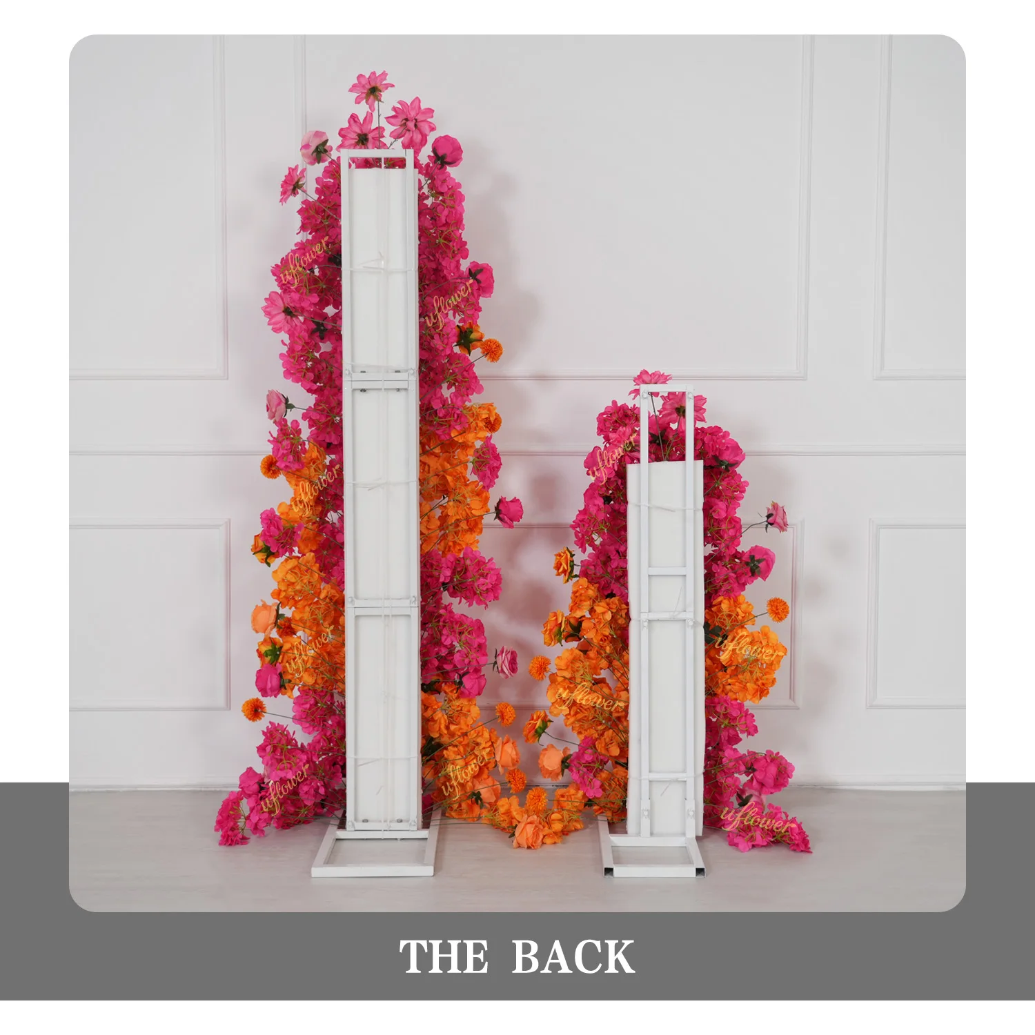 Uflower Hot Pink Orange Rose Artificial Flower Wedding Decor Sofa Runner Table Floral Arrangement Road Lead Flower Party Props view 6