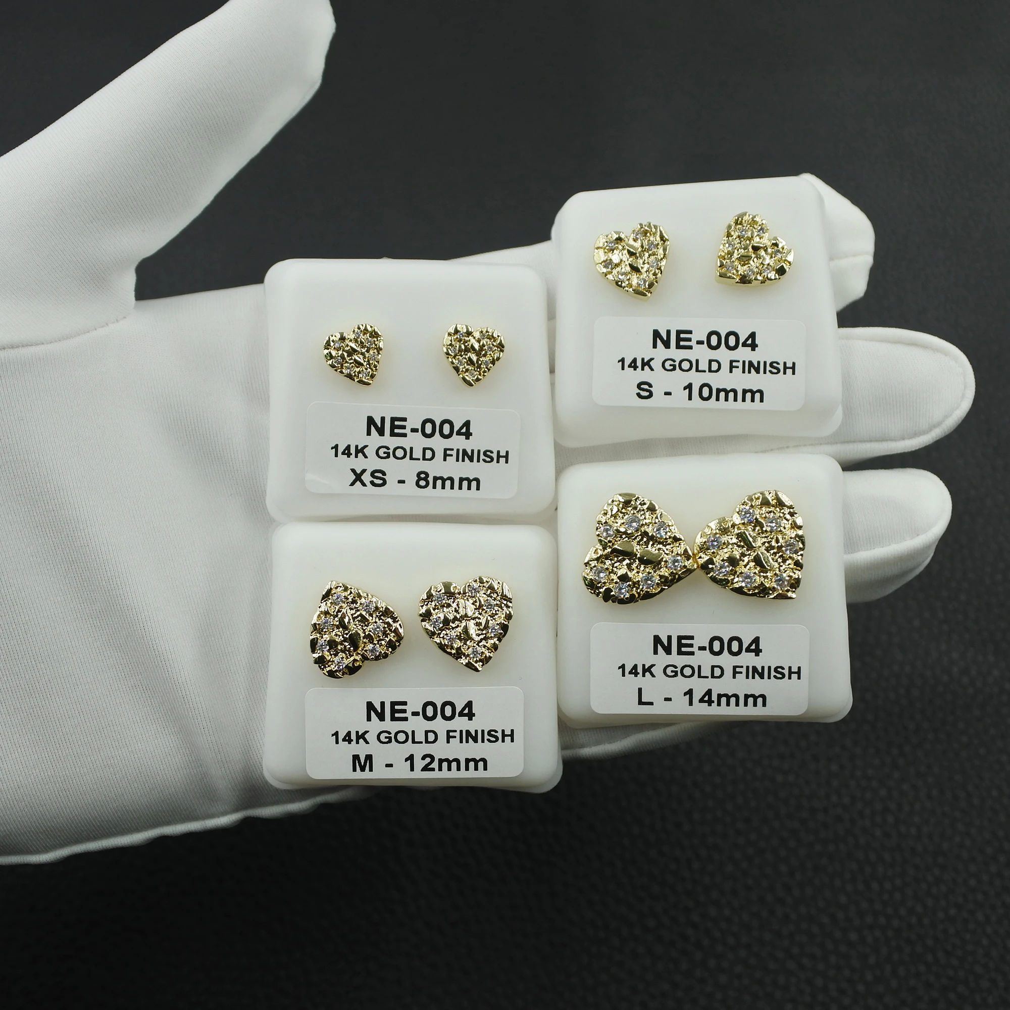 14K مطلية بالذهب الهيب هوب الكتلة وأقراط 8 مللي متر-12 مللي متر AAA تشيكوسلوفاكيا زركون شكل قلب مجوهرات الأزياء للرجال والنساء روك