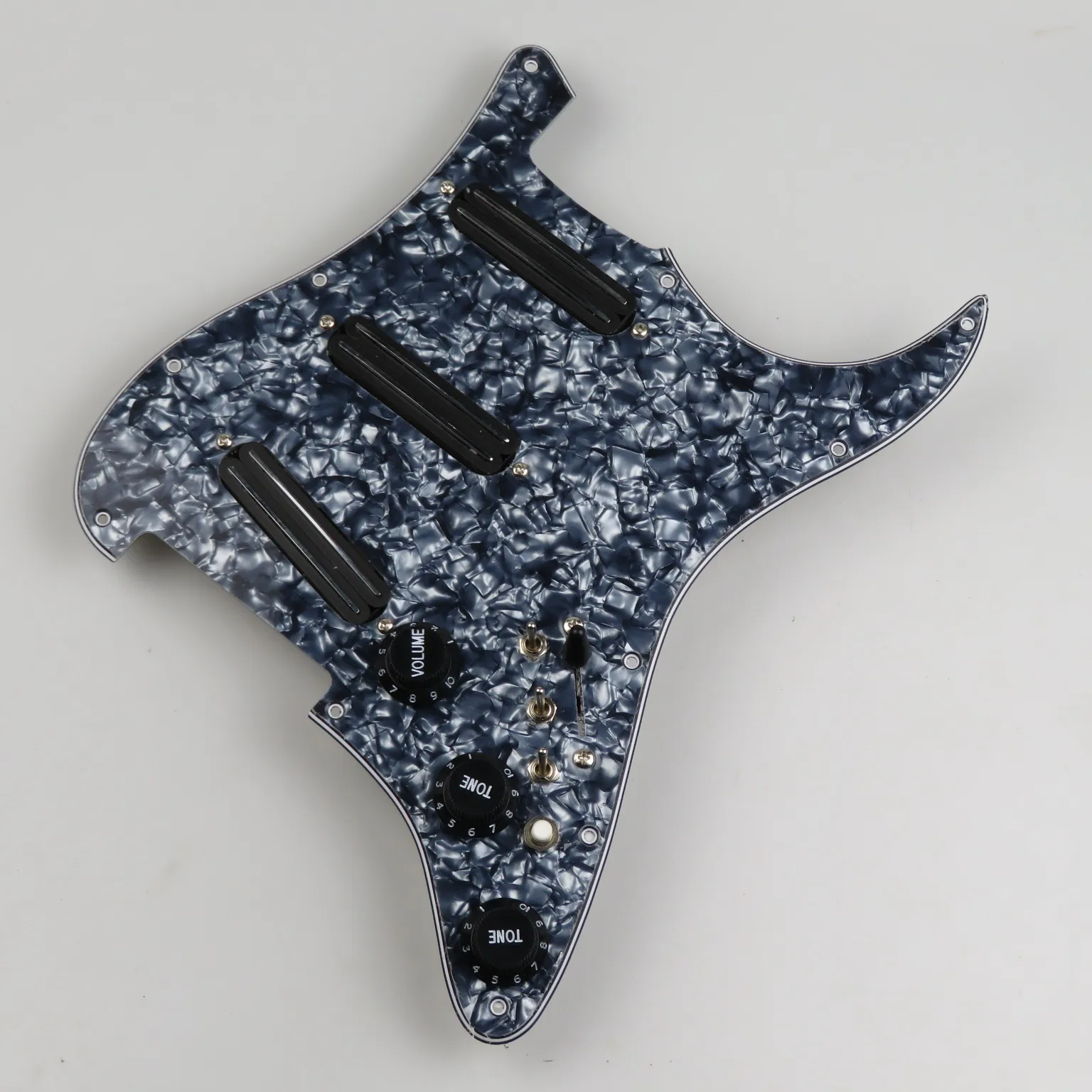 Loaded SSH Rail Pickguard Preassembled Circuit Dark Blue Pearloid Scratch Plate Fit Standard Strat ST Guitar  Pre-Wired Pickup