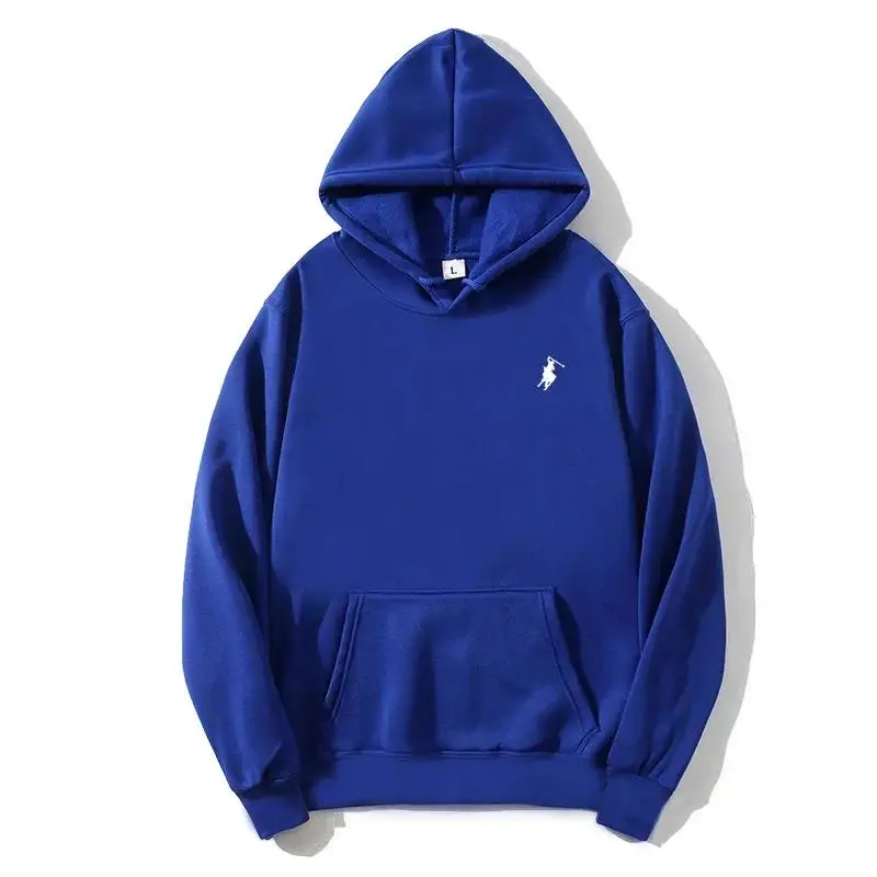 2026 Herbst Winter Herren Bestickter Polo Hoodie mit Pferde-Logo, Einfarbiger Lässiger Pullover mit Kapuze, Alltägliche Streetwear-Oberteile – Detail 7