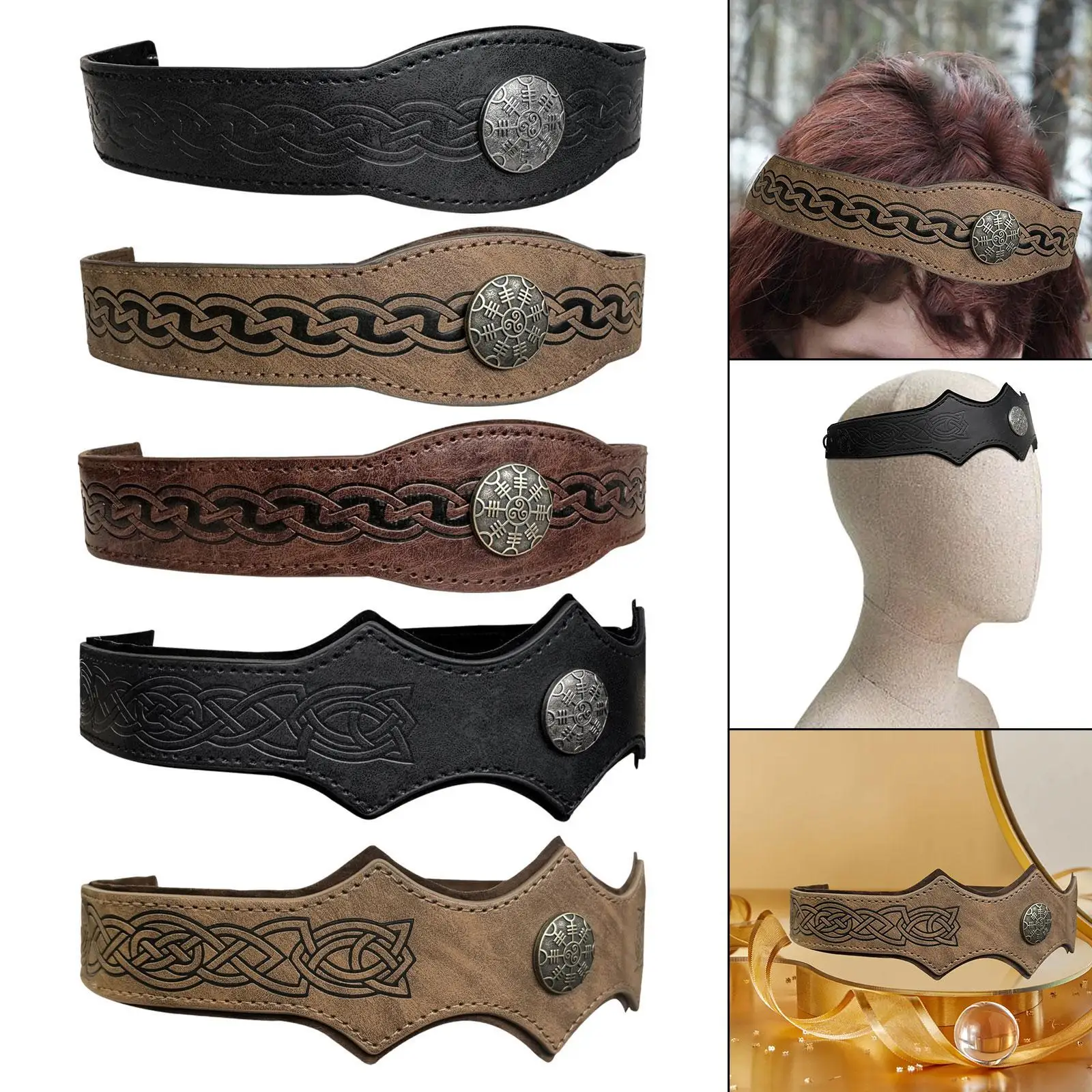 Medieval Embossed Headpiece Viking Headband for Cosplay Costume Masquerade