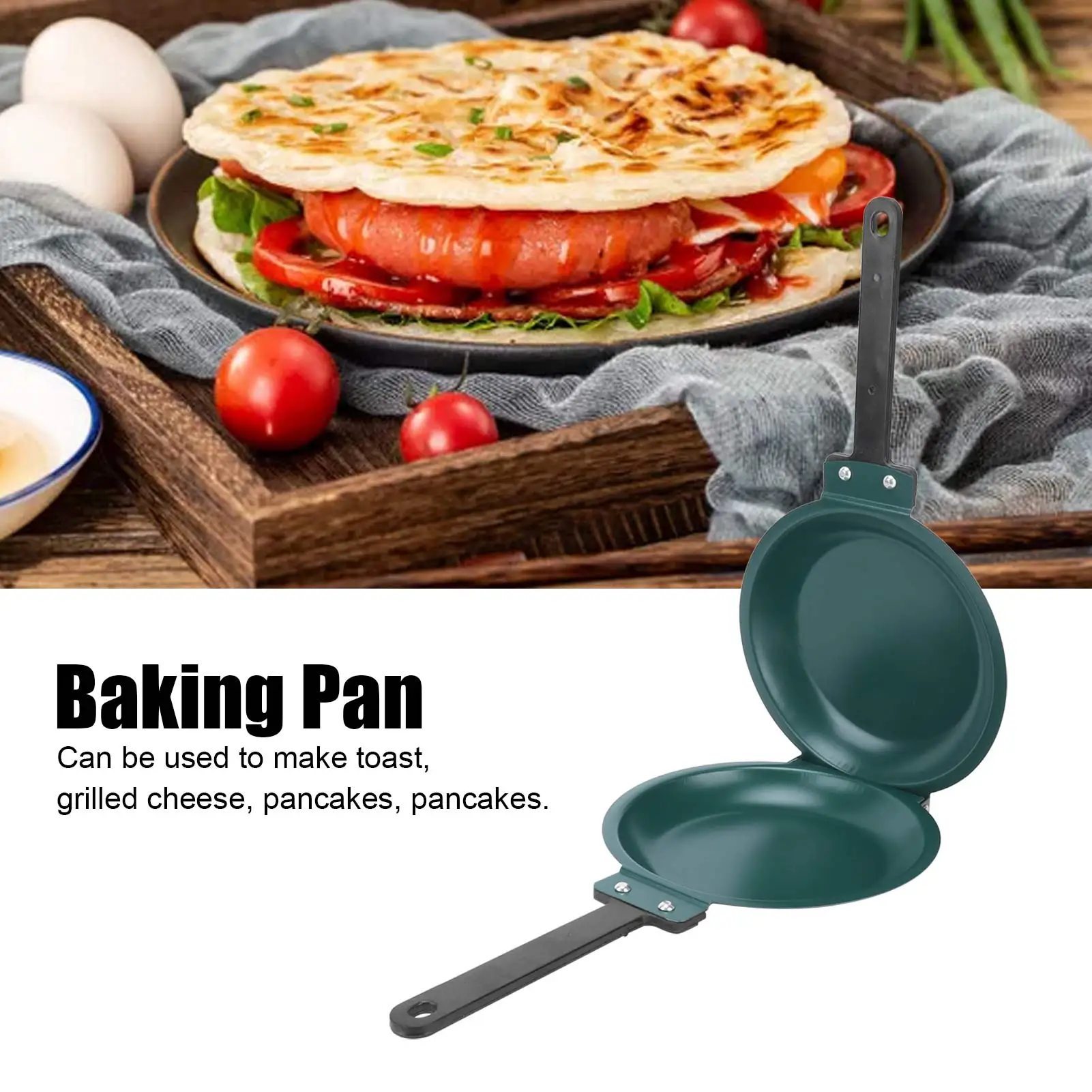 

Folding Double Sided Non Stick Pancake Maker Versatile Baking Frying Pan with Heat Resistant Handles Perfect for Home Kitchen