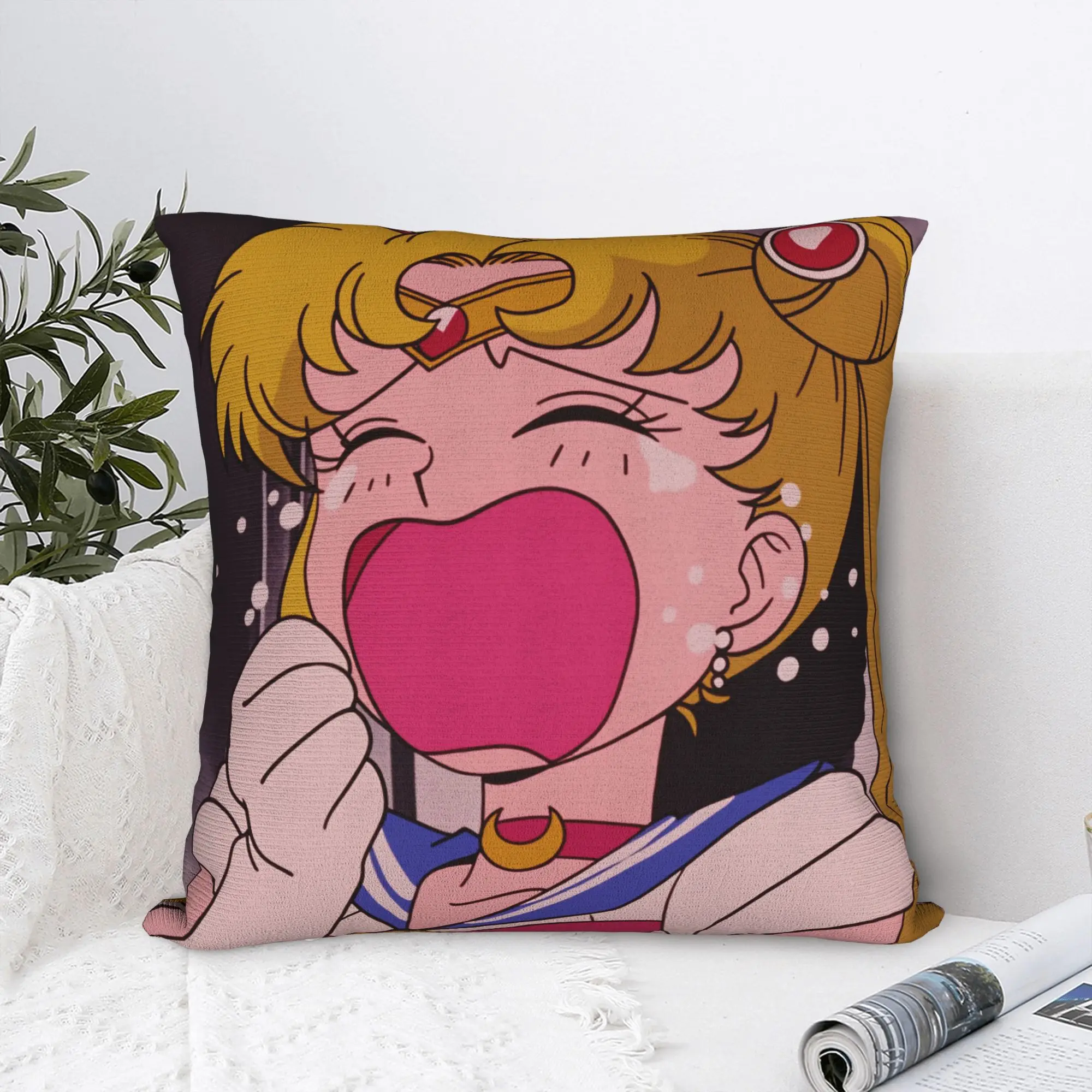 Sailor Moon Kawaii Meme Pillow Case  Soft Pillow Cover For Sofa Car Home Decor Vintage Cushion Cover