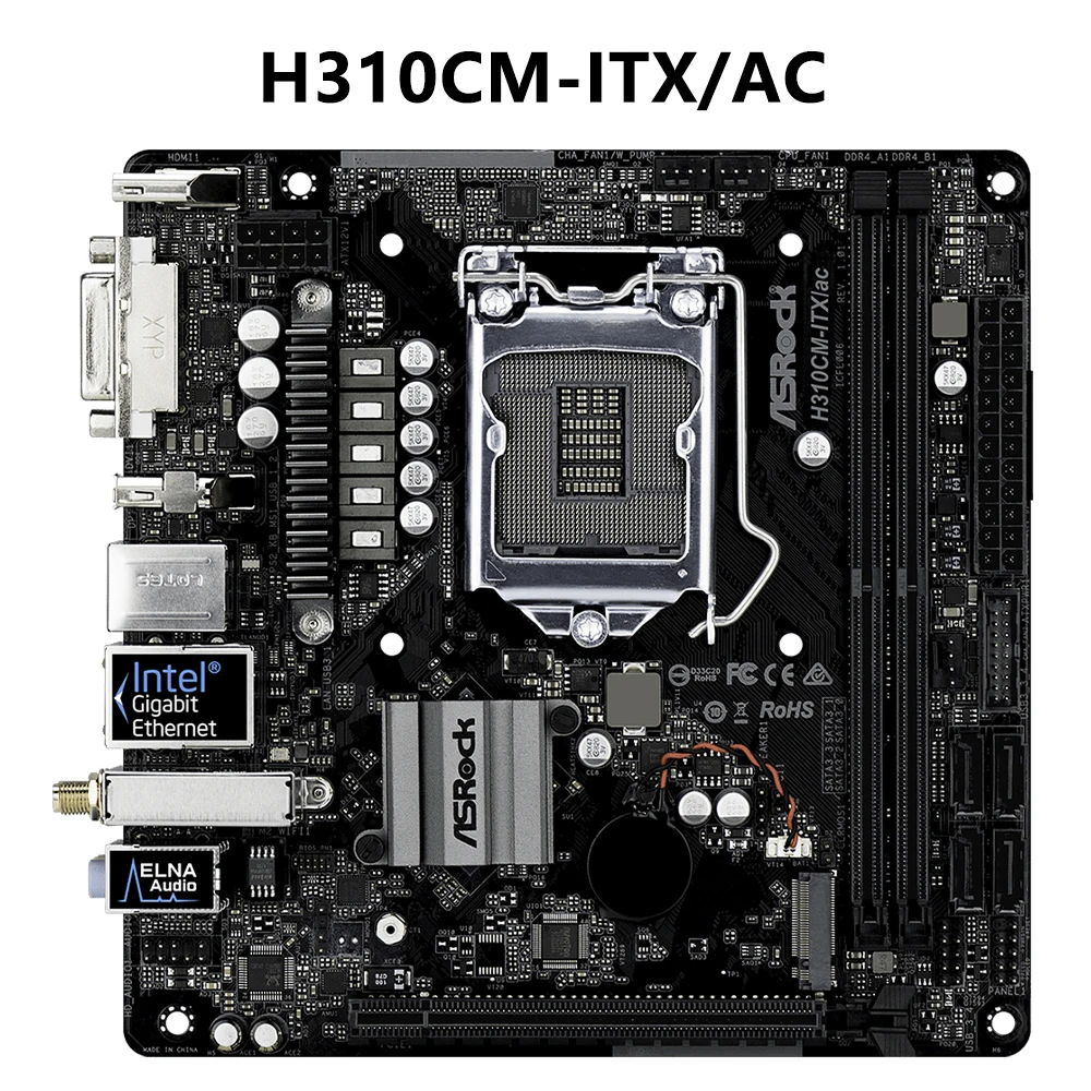 

ASROCK H310CM-ITX/ac H310 Motherboard LGA 1151 For Core i5-9400F i3-9100F i3-8100 CPU DDR4 2666 M.2 USB 3.1 Gen1 Mini-ITX