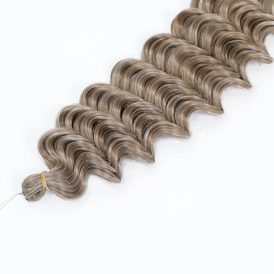 Tiefe Welle Twist Flechten Haarverlängerungen für Frauen Hochwertige synthetische Häkelzöpfe Haar 24 Zoll Ombre Bug Braun Afro Locken – Detail 22
