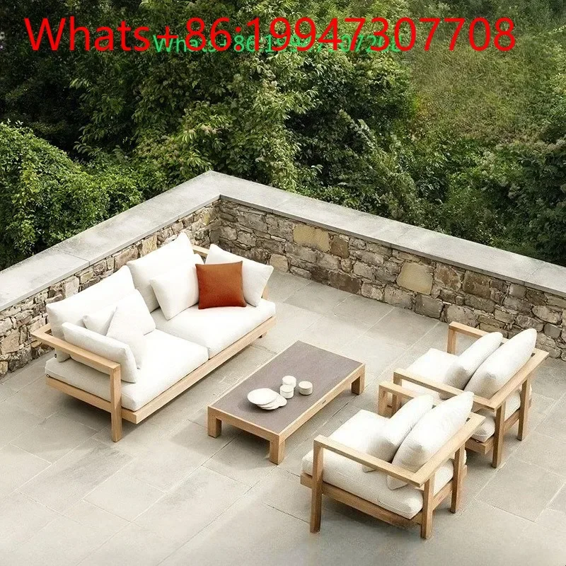 

New Chinese outdoor teak sofa combination courtyard villa hotel homestay garden leisure high-end sofa chair