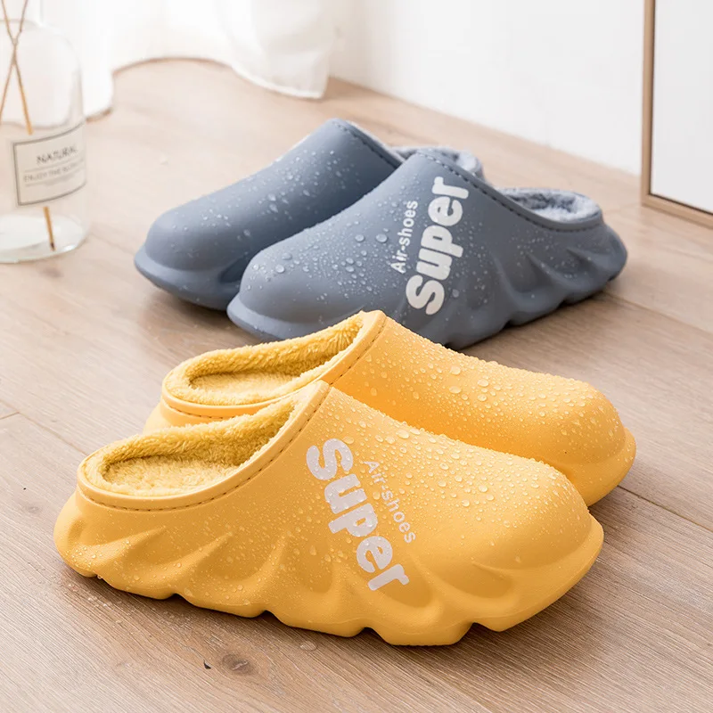 Litfun Winter Plush Sport Slippers For Women Men Fashion Outdoor Waterproof Home Slippers Warm Fuzzy Slippers Women Garden Shoes