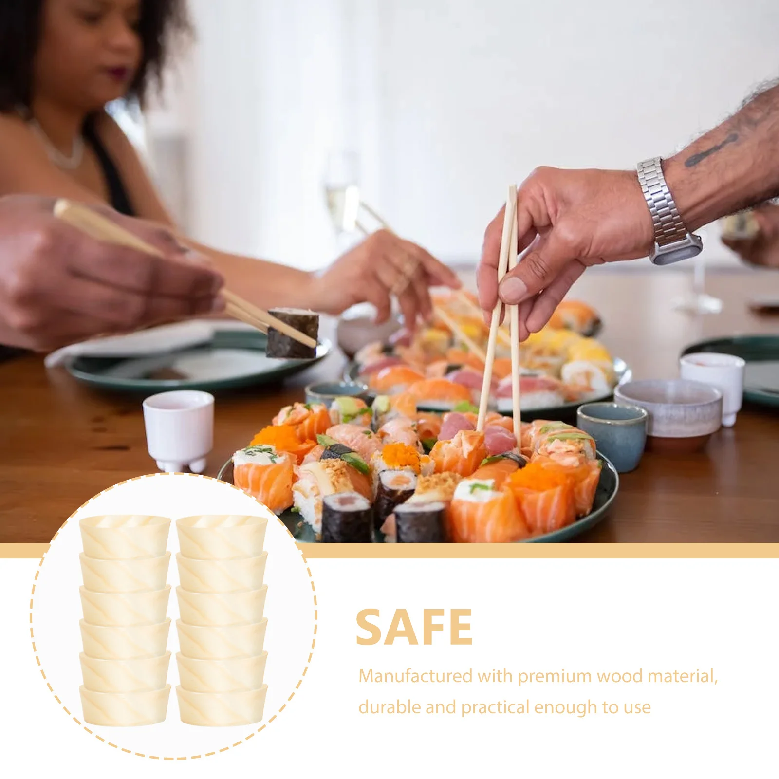 

50Pcs Disposable Wood Sushi Boats Sushi Serving Plate Boat Shape Snack Tray for Japanese Restaurant Disposable Plate