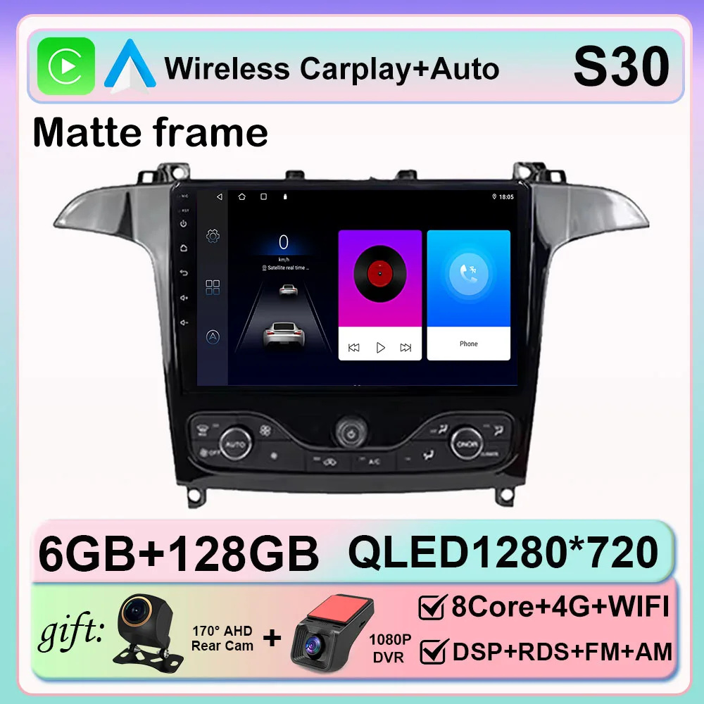 Android 16 Autoradio Voor Ford S Max S-MAX 2006-2015 Voor Ford Galaxy 2014 Carplay Multimedia Video speler navigatie GPS Geen 2din - afbeelding 1
