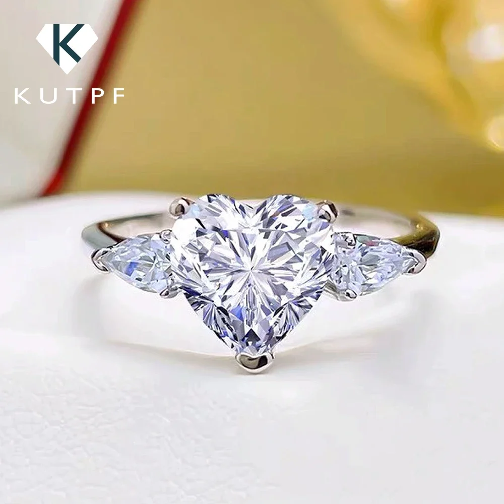 1/2/3carat Heart Cut  Moissanite Engagement Rings for Women 925 Sterling Silver D Color Diamond Wedding Ring with Certificate