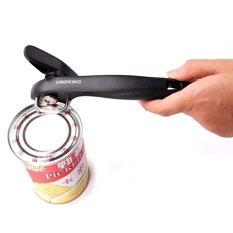 Abridor de latas de corte seguro portátil, abridor de latas de borda lisa, aço inoxidável de qualidade alimentar, abridor de latas para acessórios de cozinha